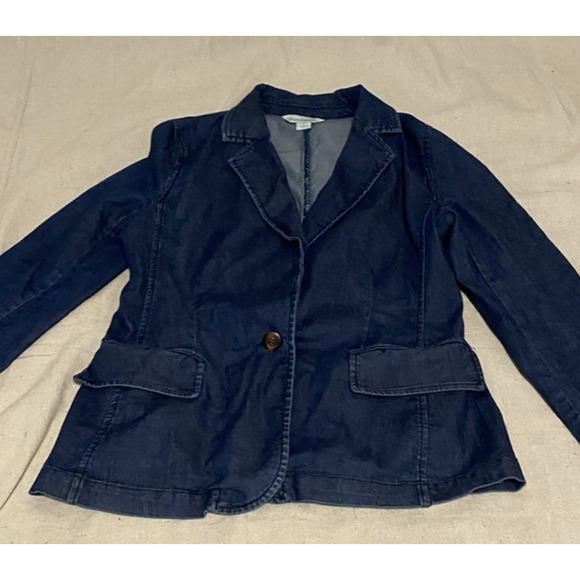 Sundance Catalog Dark Denim Blazer Womens Size 4 Casual Hipster Sport Coat - Picture 3 of 14